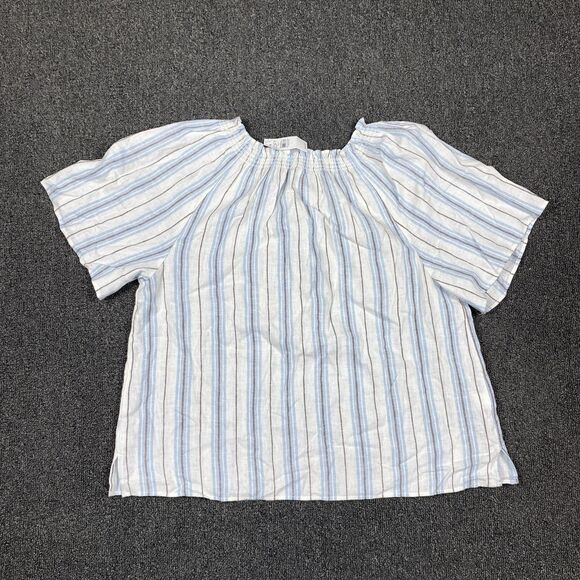 NEW Loft Blouse Linen Blend Women’s Multicolor Short Sleeve Top Size Large - Picture 6 of 6
